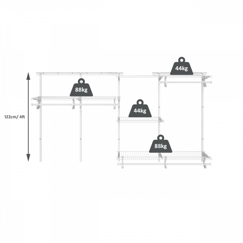 Adjustable ShelfTrack Organiser Kit 8809, 1.52m (5') up to 2.44m (8') wide